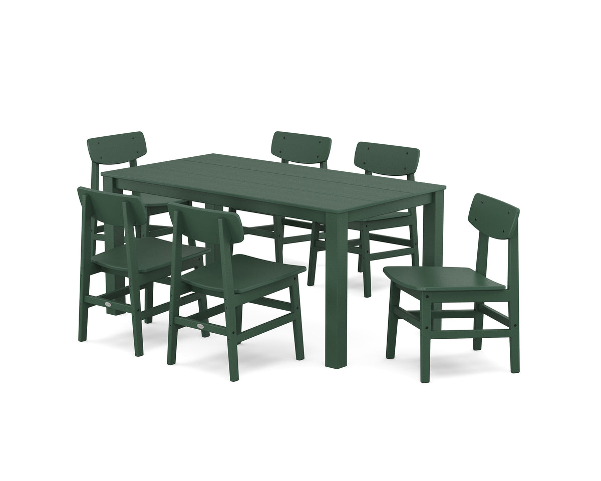 POLYWOOD Modern Studio Urban Chair 7-Piece Parsons Table Dining Set in Green