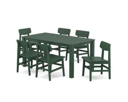 POLYWOOD Modern Studio Urban Chair 7-Piece Parsons Table Dining Set in Green