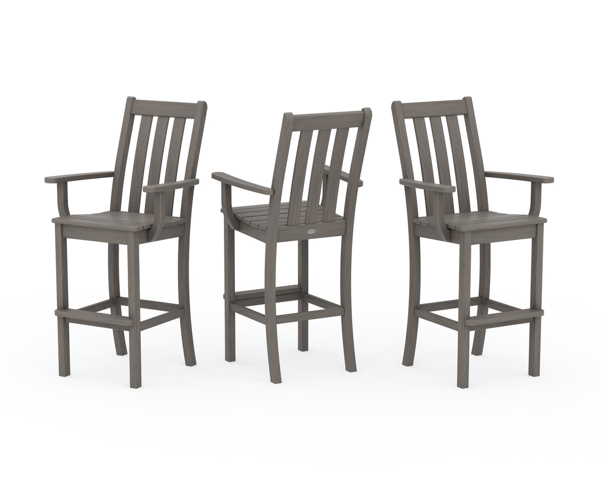 POLYWOOD Vineyard Bar Arm Chair 3-Pack in Driftwood