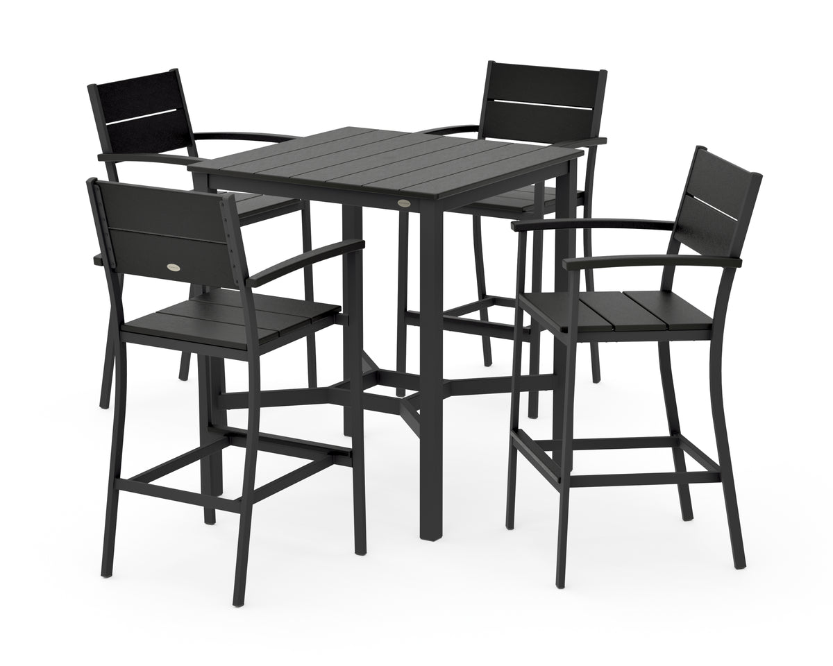 POLYWOOD Main Street 5-Piece Bar Set in Black / Black
