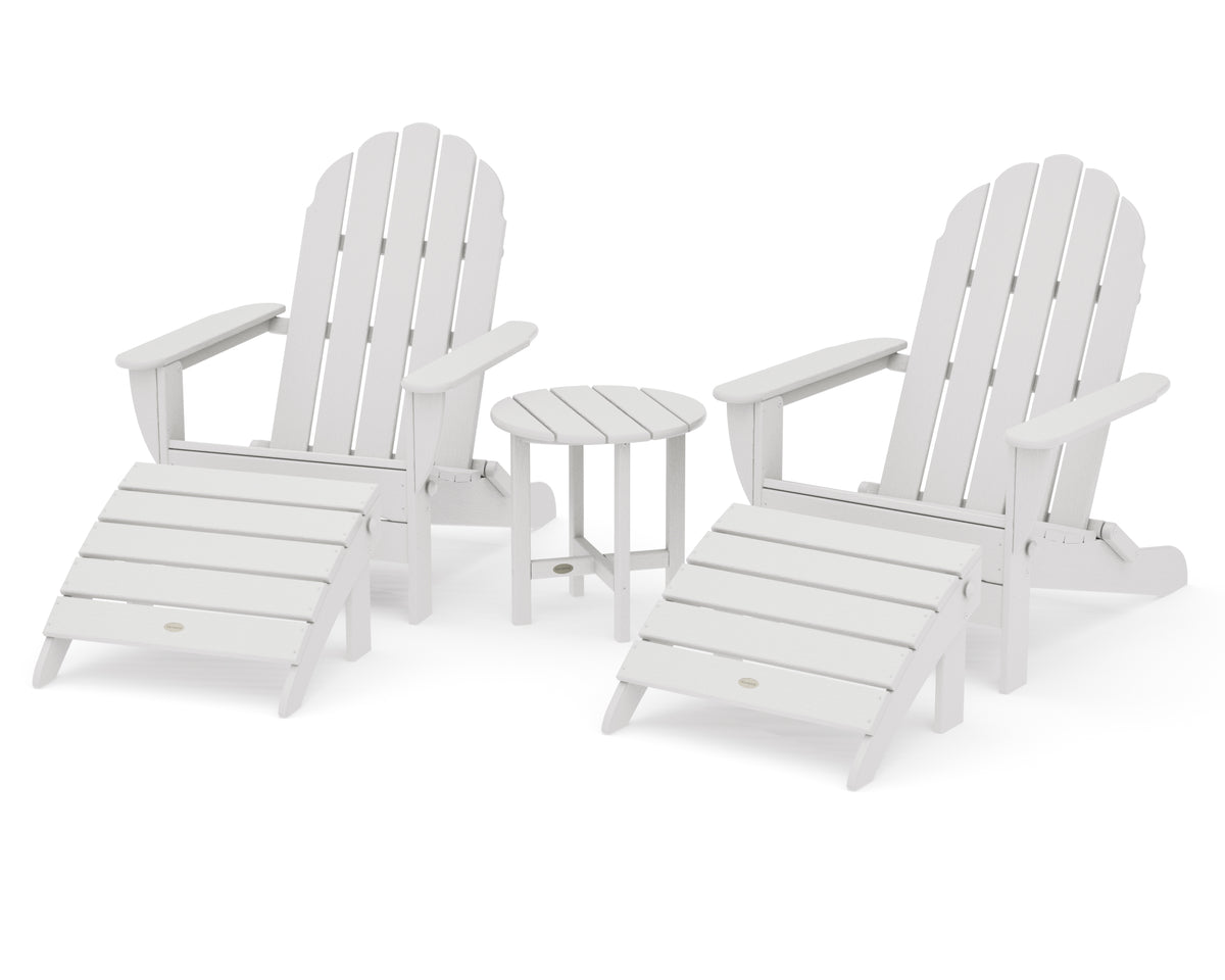 POLYWOOD Classic Oversized Adirondack 5-Piece Casual Set in Vintage White