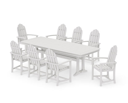 POLYWOOD Classic Adirondack 9-Piece Dining Set with Trestle Legs in Vintage White