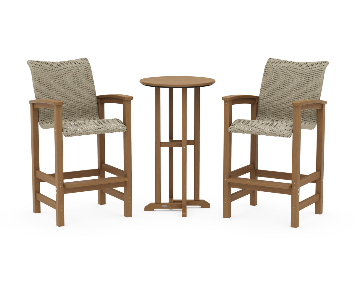 POLYWOOD Coastal Woven 3-Piece Farmhouse Bar Set in Natural / Dune Grass