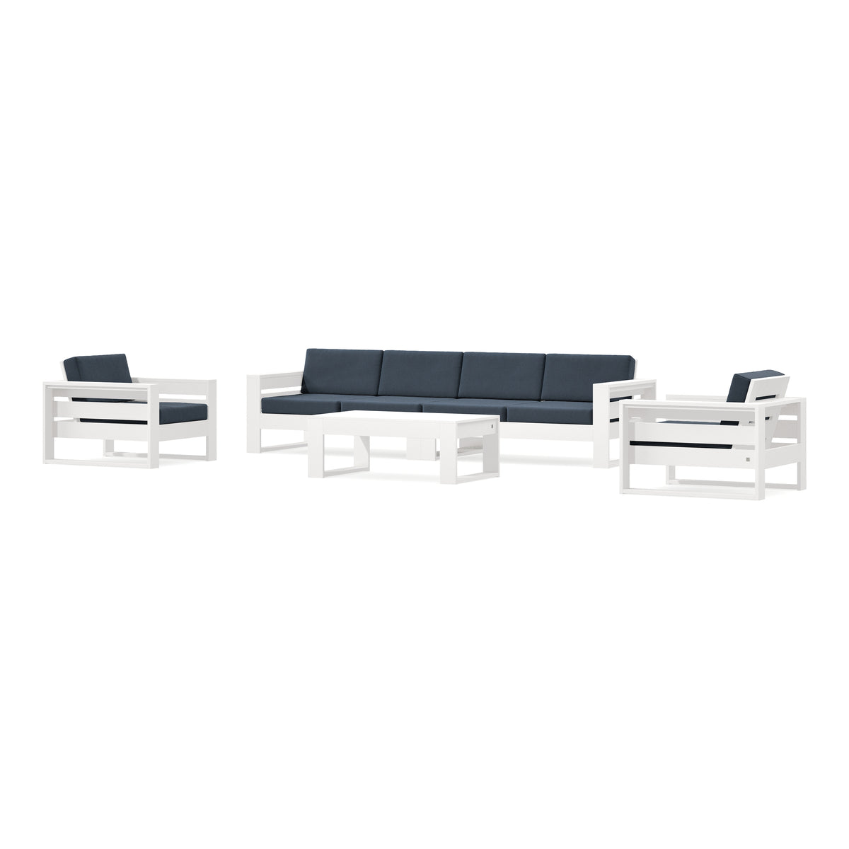 POLYWOOD PW Designer Series Latitude 5-Piece Lounge Sofa Set in Vintage White / Marine Indigo