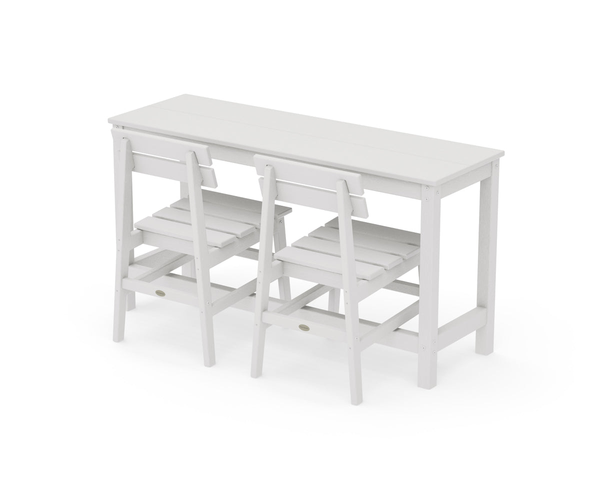POLYWOOD Modern Studio Plaza Chair 3-Piece Balcony Set in Vintage White