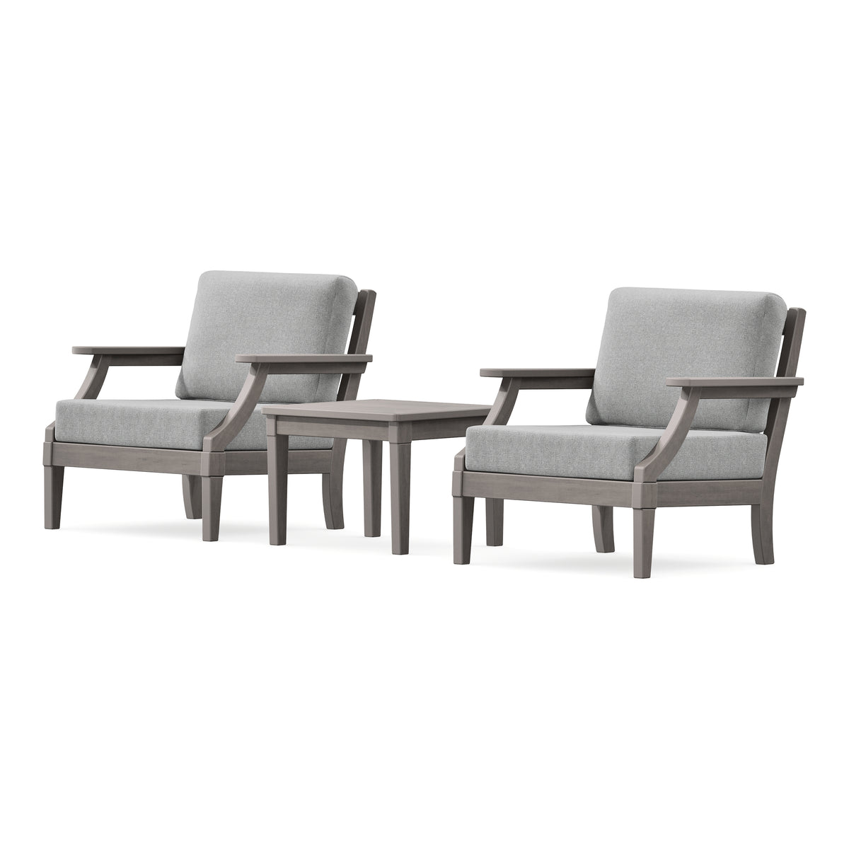 POLYWOOD PW Designer Series Estate 3-Piece Lounge Chair Set in Driftwood / Grey Mist