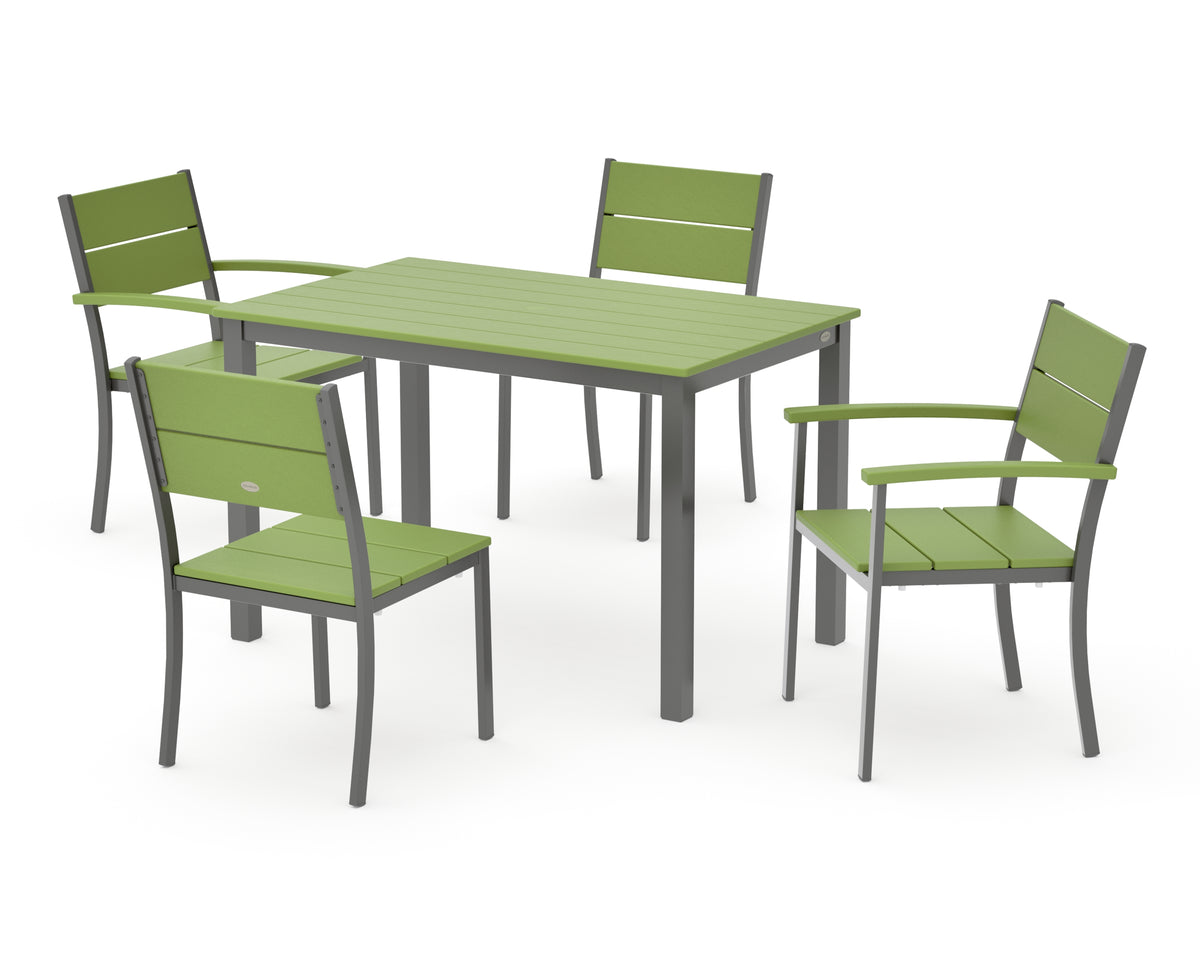 POLYWOOD Main Street 5-Piece Dining Set with Main Street 30 x 48 Dining Table in Charcoal / Lime