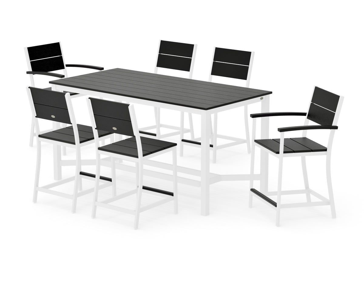 POLYWOOD Main Street 7-Piece Counter Set in White / Black