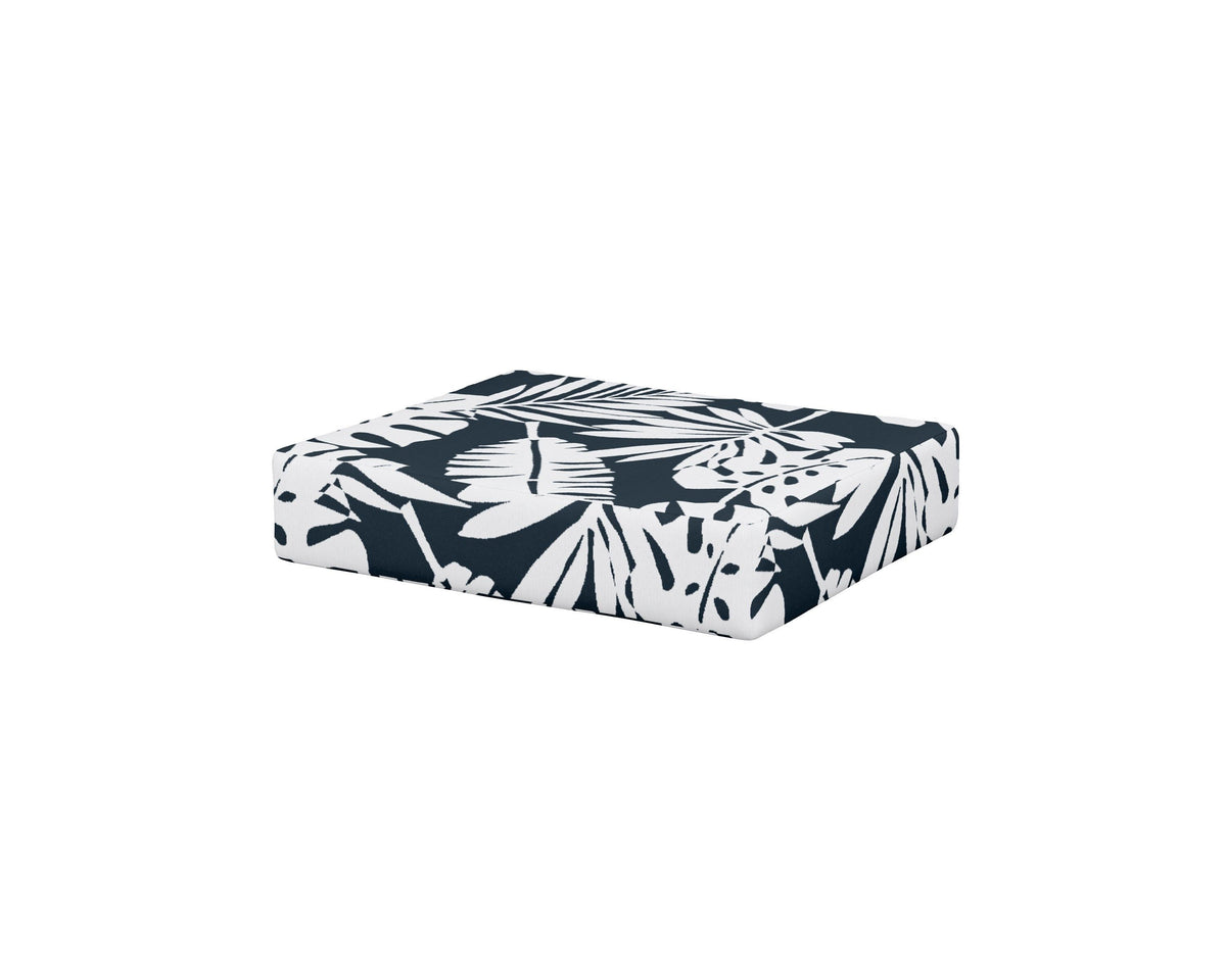 POLYWOOD Acadia Ottoman Cushion in Leaf Marine Indigo