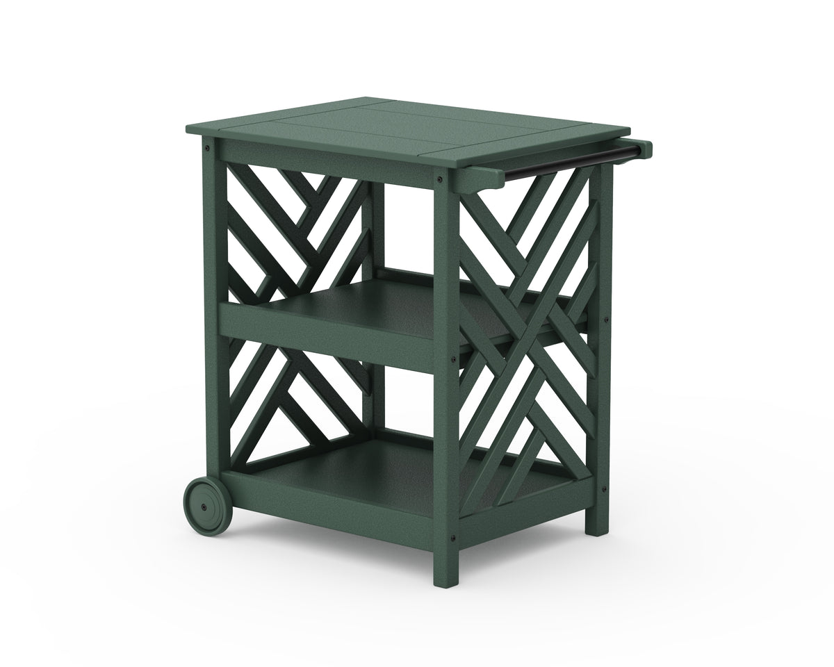 POLYWOOD Chippendale Bar Cart in Green