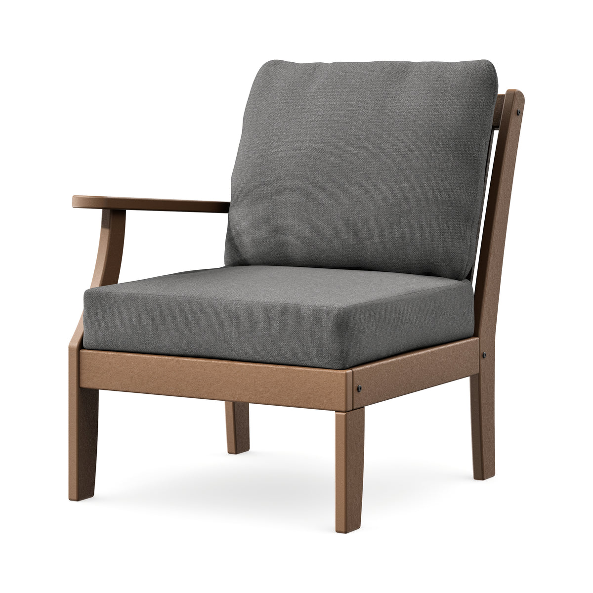 POLYWOOD Braxton Modular Left Arm Chair in Teak / Ash Charcoal
