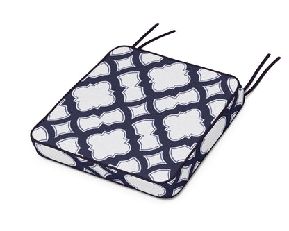 POLYWOOD Chinoiserie Side Chair Seat Cushion in Trellis Navy