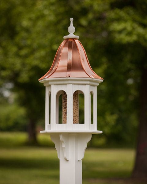 Fancy Home Products Bird Feeder White/Copper 14&quot; Octagon Gazebo Bird Feeder