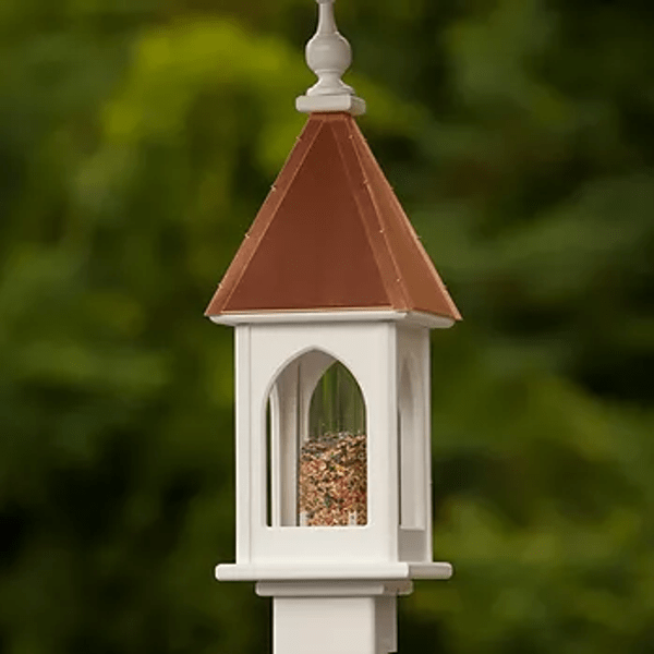 Fancy Home Products Bird Feeder White/Copper 8&quot; Square Birdfeeder