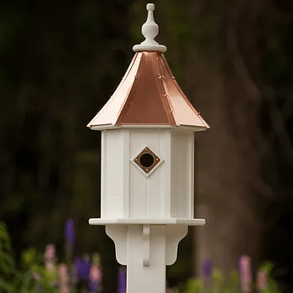 Fancy Home Products Birdhouses White/Copper 10&quot; Hexagon Birdhouse