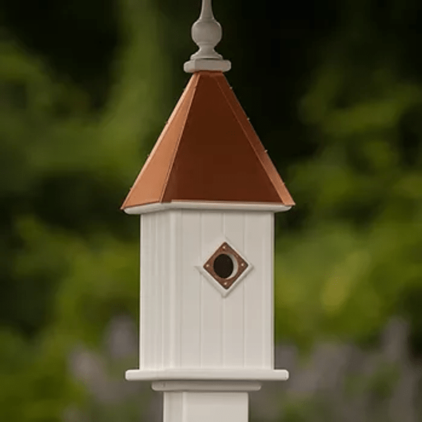 Fancy Home Products Birdhouses White/Copper 8&quot; Square Bluebird House