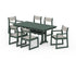 POLYWOOD EDGE Sling 7-Piece Farmhouse Trestle Dining Set in Green / Birch