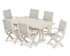 POLYWOOD Coastal Folding Arm Chair 7-Piece Farmhouse Dining Set with Trestle Legs in Sand / Birch