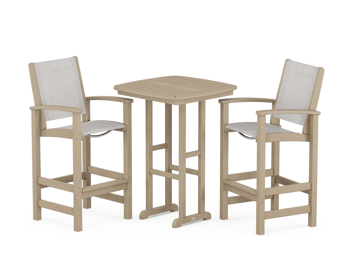 POLYWOOD Coastal 3-Piece Bar Set in Vintage Sahara / Parchment