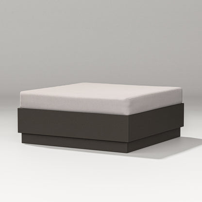 POLYWOOD Elevate Lounge Ottoman in Vintage Coffee / Dune Burlap