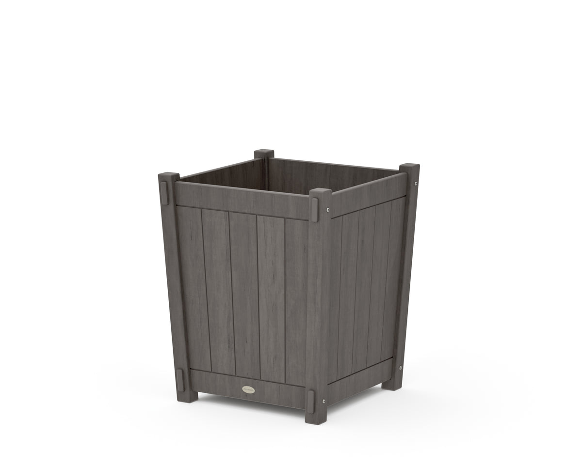 POLYWOOD Vineyard Large Tapered Square Short Planter Box in Driftwood