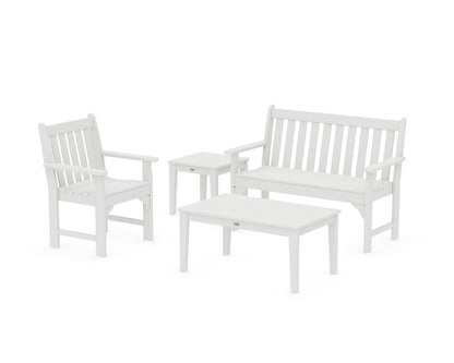POLYWOOD Vineyard 4-Piece Bench Seating Set in White