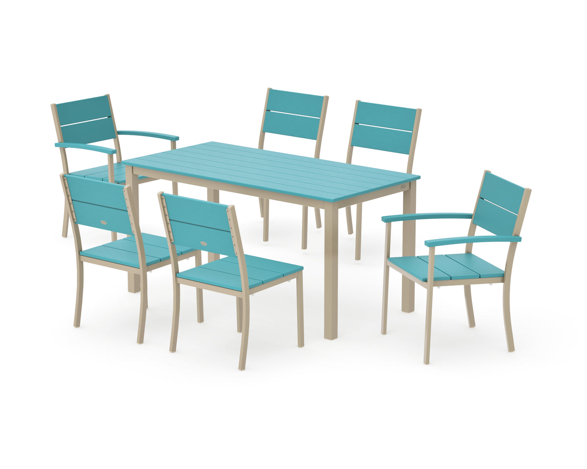 POLYWOOD Main Street 7-Piece Dining Set with Main Street 30 x 60 Dining Table in Sand / Aruba