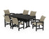 POLYWOOD Coastal Woven Arm Chair 7-Piece Dining Set with Trestle Legs in Black / Dune Grass