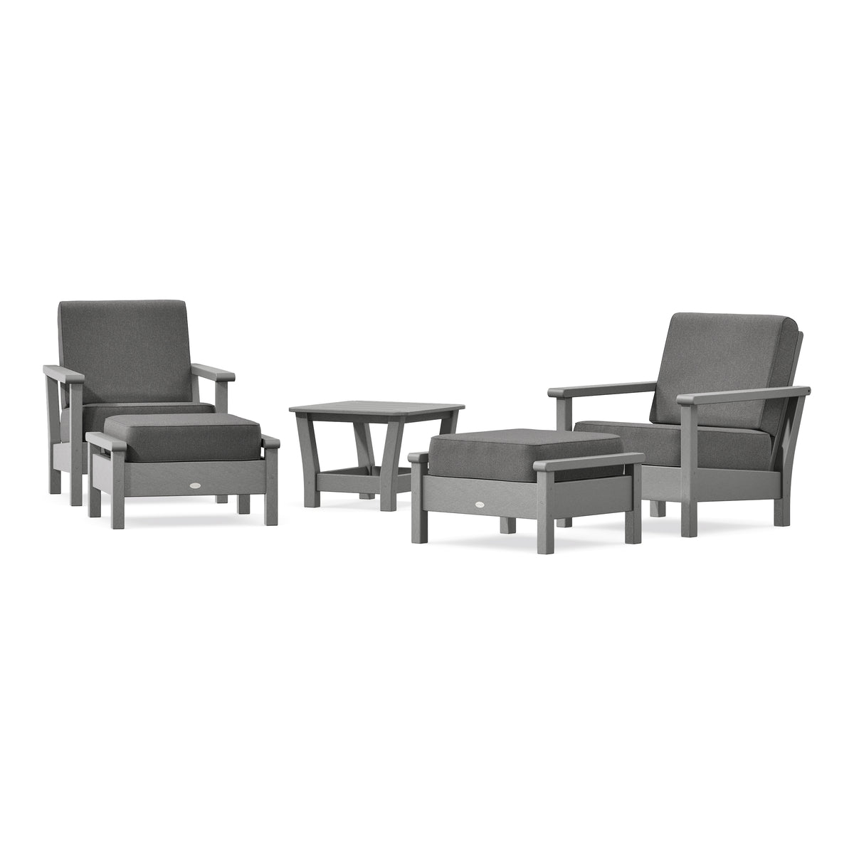 POLYWOOD Harbour 5-Piece Deep Seating Chair Set in Slate Grey