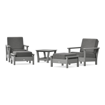 POLYWOOD Harbour 5-Piece Deep Seating Chair Set in Slate Grey