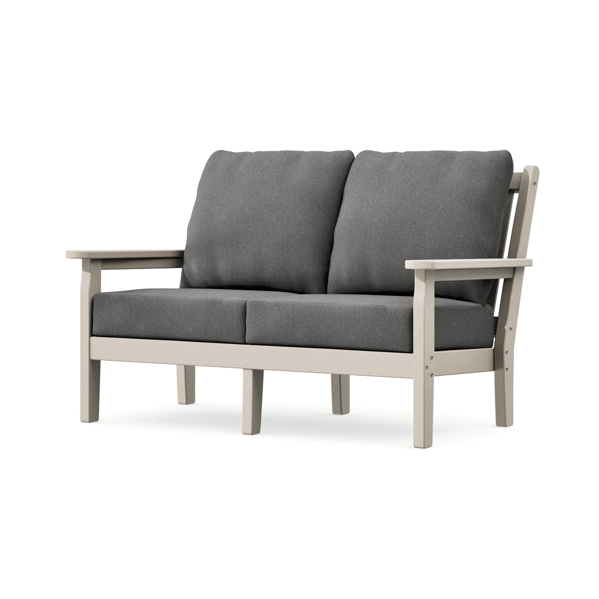 POLYWOOD Chippendale Deep Seating Loveseat in Sand / Ash Charcoal