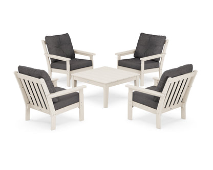 POLYWOOD Vineyard 5-Piece Deep Seating Conversation Set in Sand / Ash Charcoal
