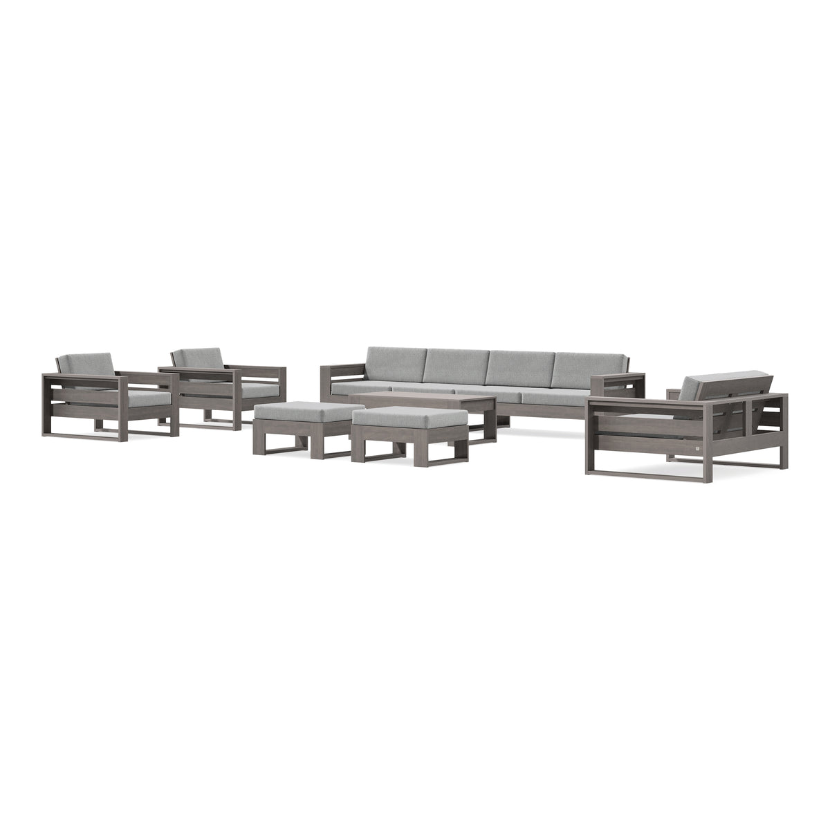 POLYWOOD PW Designer Series Latitude 8-Piece Lounge Sofa Set in Driftwood / Grey Mist