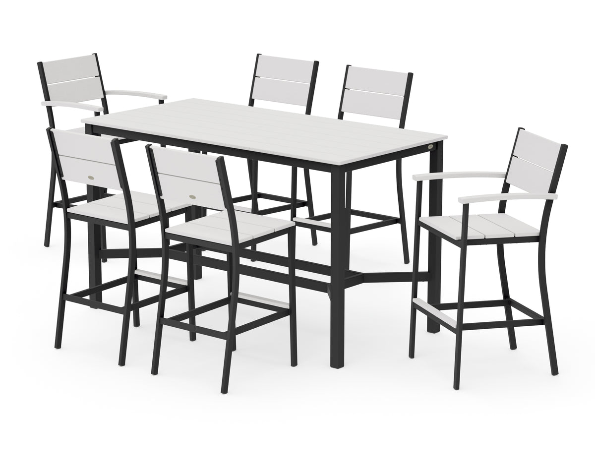 POLYWOOD Main Street 7-Piece Bar Set in Black / Vintage White
