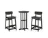 POLYWOOD Modern Studio Urban Lowback Bar Chair 3-Piece Bistro Set in Black