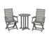 POLYWOOD Captain Folding Chair 3-Piece Round Bistro Dining Set in Slate Grey