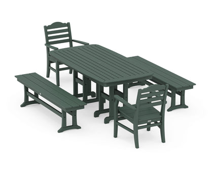 POLYWOOD Savannah 5-Piece Dining Set with Benches in Green