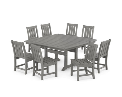 POLYWOOD Oxford Side Chair 9-Piece Square Dining Set with Trestle Legs in Slate Grey