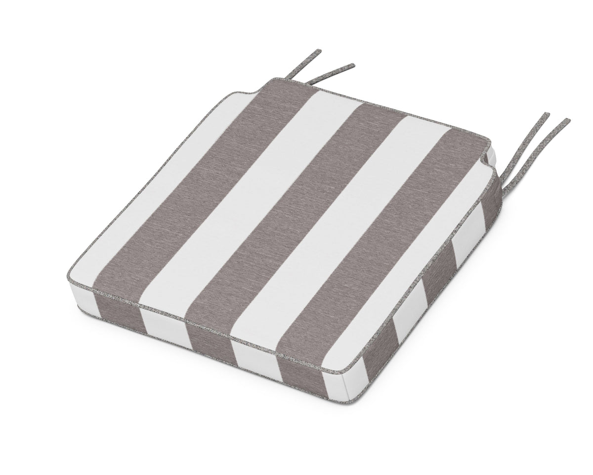 POLYWOOD Acadia Dining Side Seat Cushion in Cabana Stripe Grey Mist