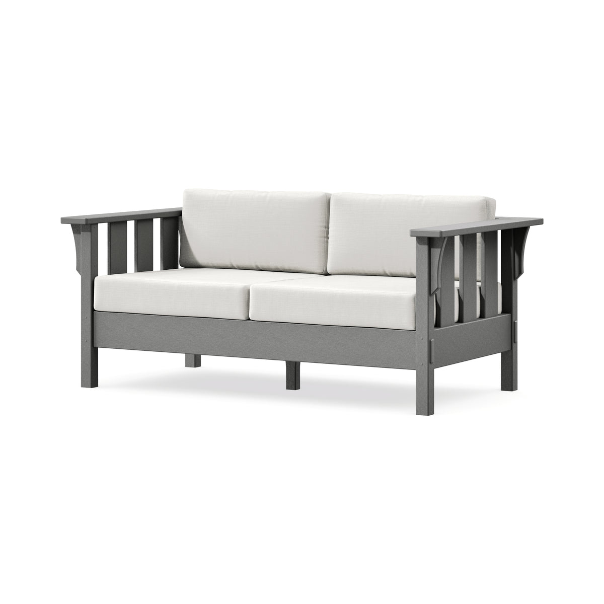 POLYWOOD Acadia Deep Seating Loveseat in Slate Grey / Natural Linen
