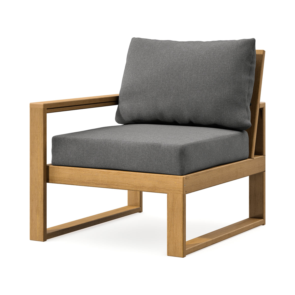 POLYWOOD EDGE Modular Left Arm Chair in Natural / Ash Charcoal