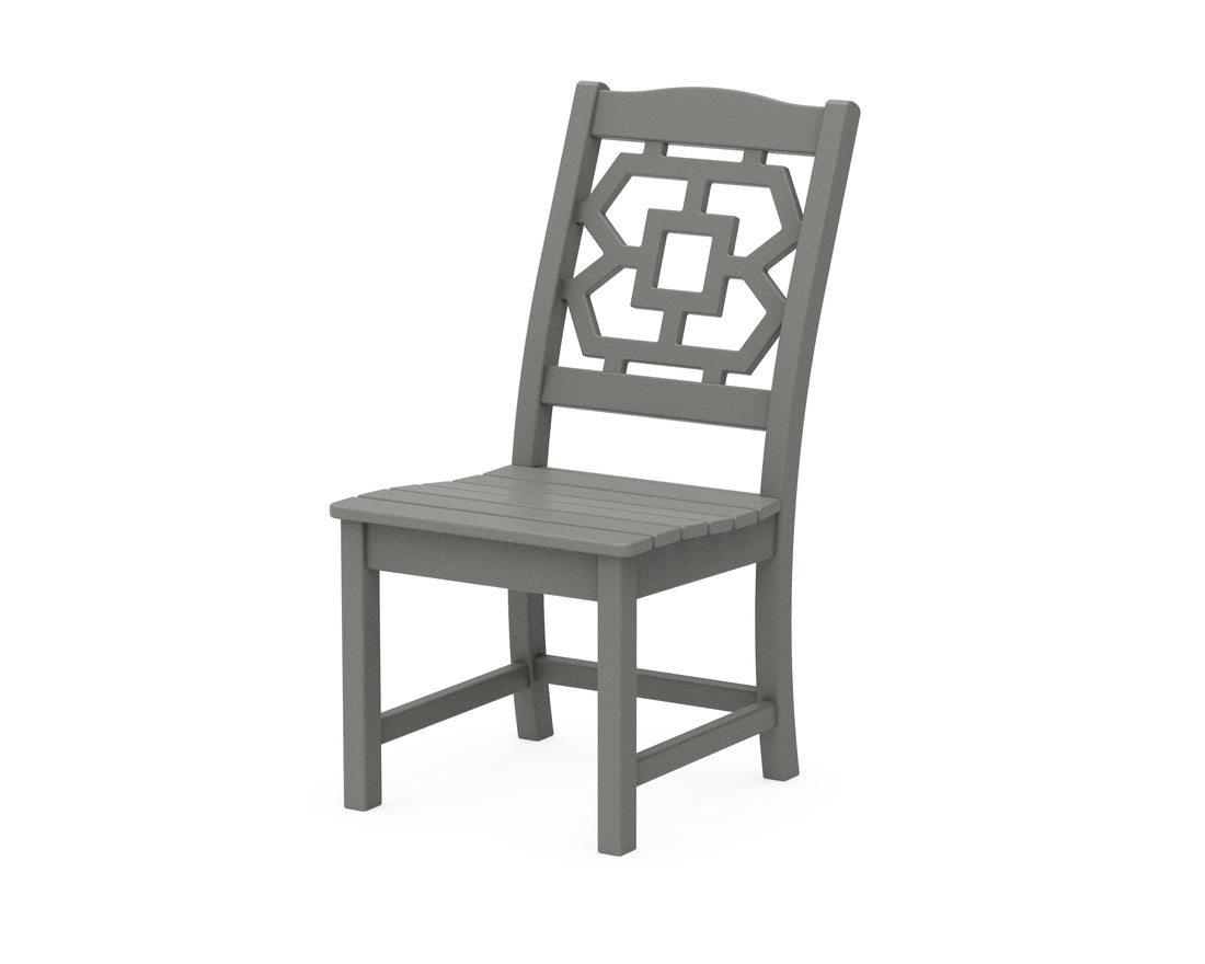 POLYWOOD Chinoiserie Dining Side Chair in Slate Grey