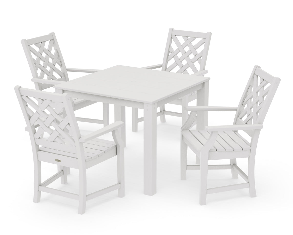 POLYWOOD Wovendale 5-Piece Parsons Dining Set in Vintage White