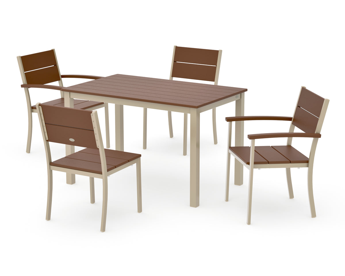 POLYWOOD Main Street 5-Piece Dining Set with Main Street 30 x 48 Dining Table in Sand / Teak