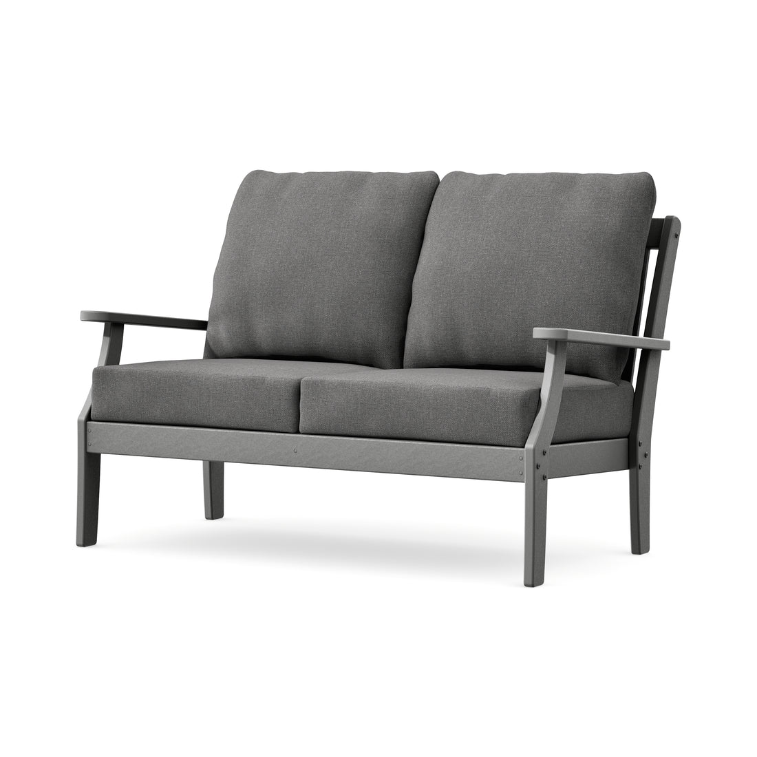 POLYWOOD Braxton Deep Seating Loveseat in Slate Grey / Ash Charcoal
