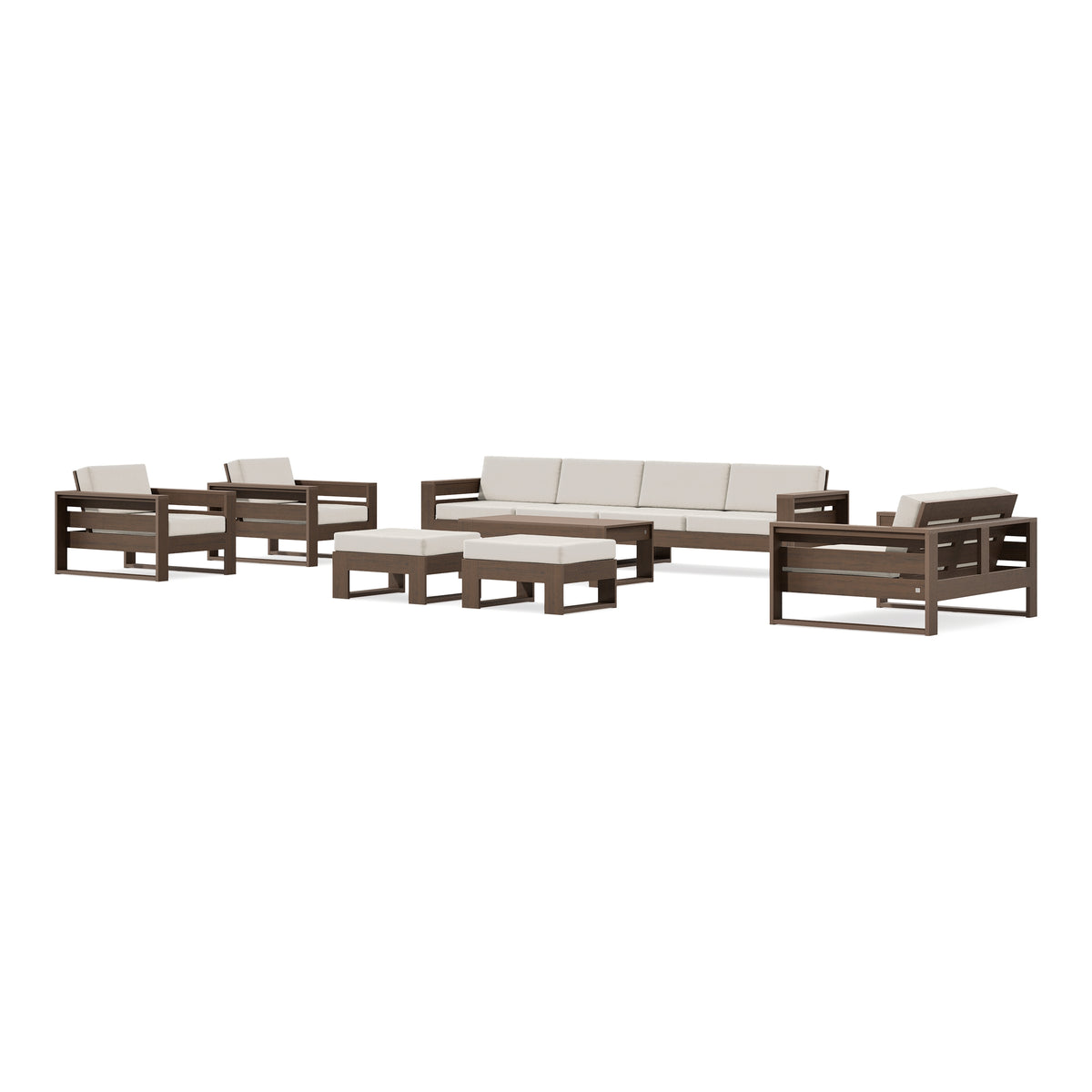 POLYWOOD PW Designer Series Latitude 8-Piece Lounge Sofa Set in Kona / Dune Burlap