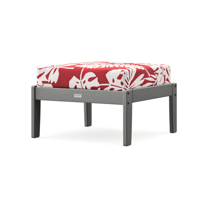 POLYWOOD Cottage Deep Seating Ottoman in Slate Grey / Leaf Crimson