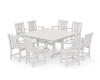 POLYWOOD Oxford 9-Piece Square Dining Set with Trestle Legs in Vintage White