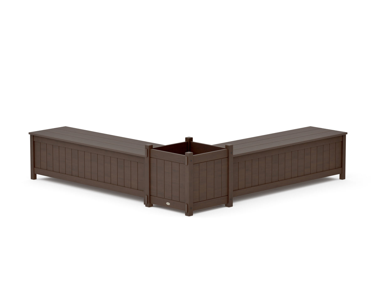 POLYWOOD 60" Vineyard L-Shaped Planter Storage Bench Set - Large in Kona