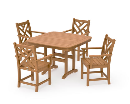 POLYWOOD Chippendale 5-Piece Dining Set with Trestle Legs - 44" Table in Natural